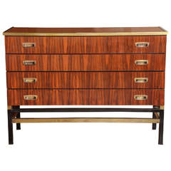 An Italian Mahogany Veneer and Brass Trimmed Chest, Italy, c. 1950