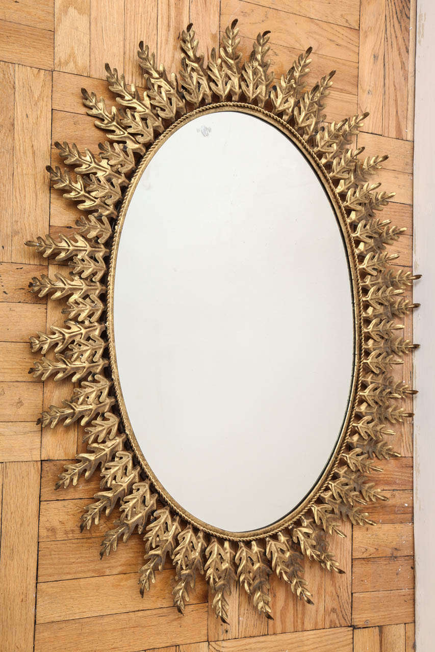 A Spanish Gilt Metal Mirror, C. 1960