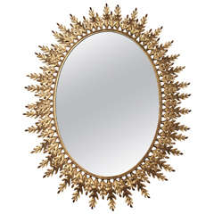 A Spanish Gilt Metal Mirror, C. 1960 A Spanish Gilt Metal Mirror, C. 1960