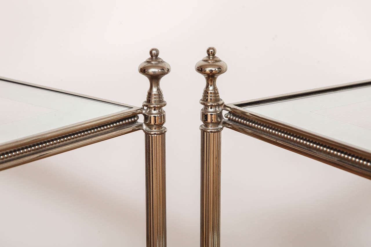 French A Pair of Silver Gilt Two Tier Etagere Tables. France, c. 1950