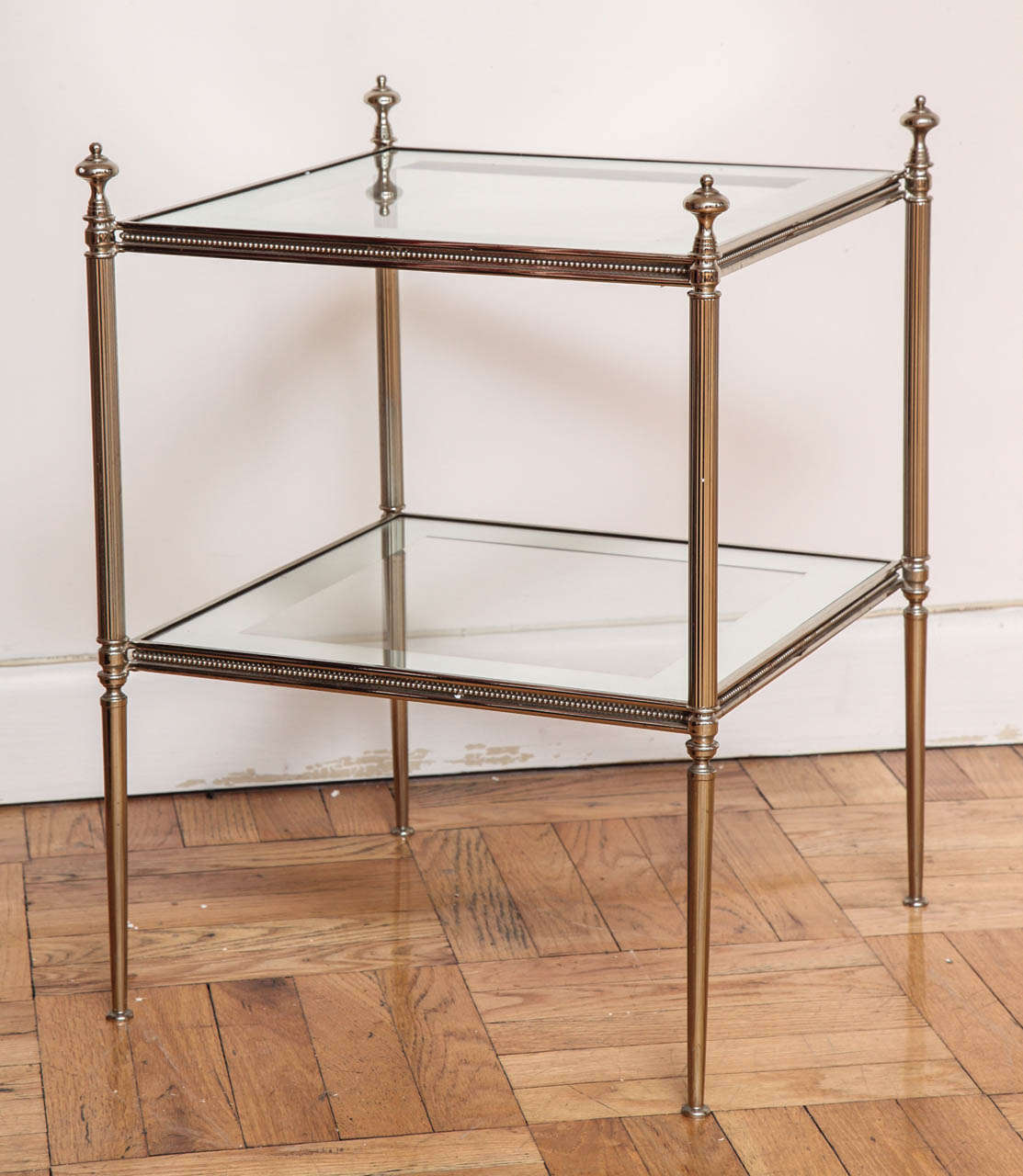 Mid-20th Century A Pair of Silver Gilt Two Tier Etagere Tables. France, c. 1950