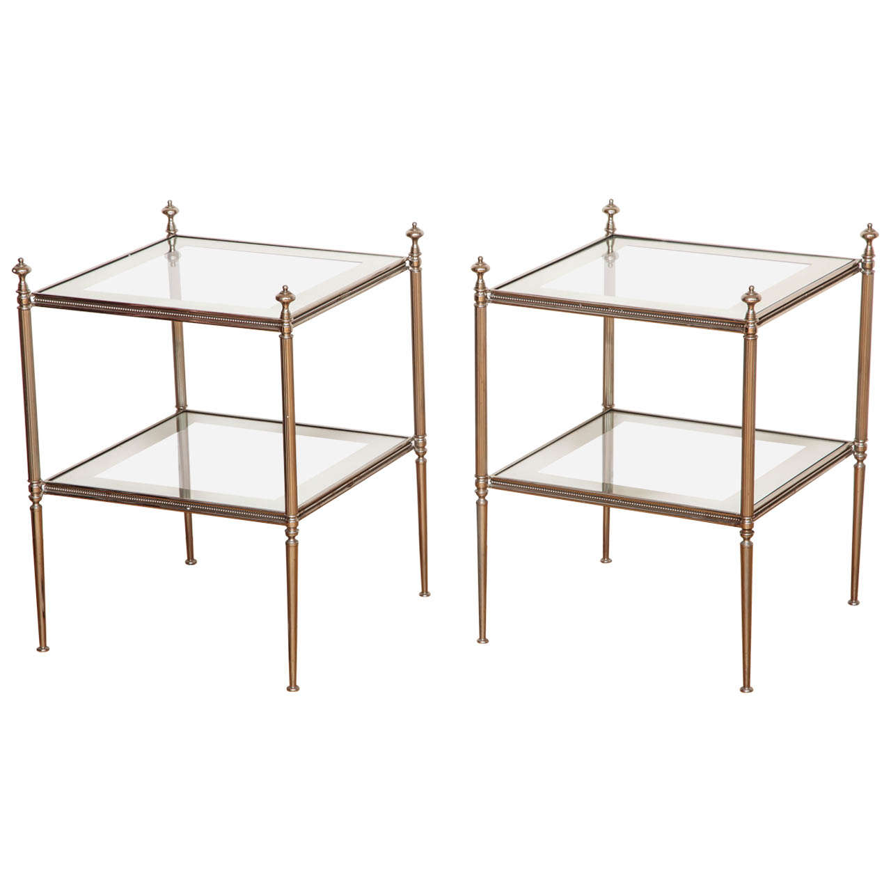 A Pair of Silver Gilt Two Tier Etagere Tables. France, c. 1950