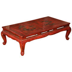 A Red Lacquer Chinese Low Table, France c. 1920