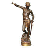 Vintage French Sculpture "David with The Head of Goliath" by, A