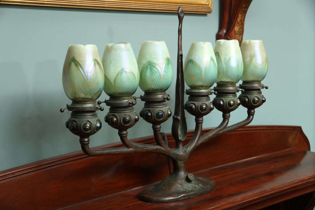 Art Nouveau Electrified Candelabra by, Tiffany Studios at 1stDibs