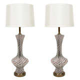Pair of Dino Martens Spiral Striped Gored Lamps