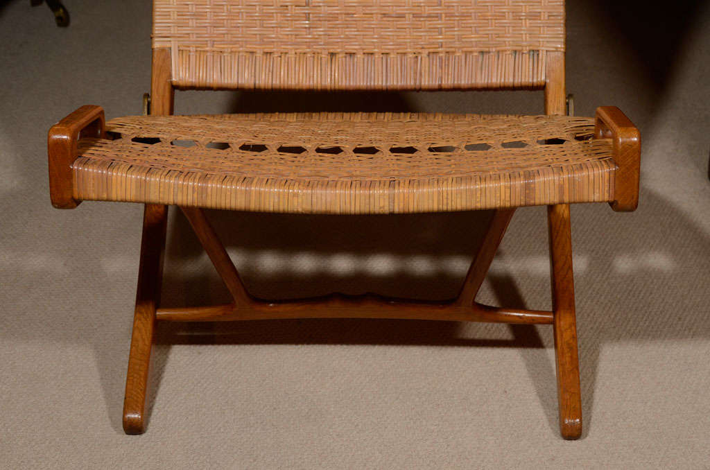 Mid-20th Century Woven cane folding chair by Hans Wegner