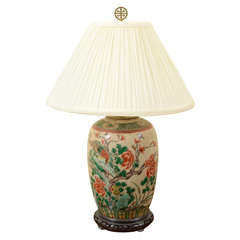 Famille Verte Chinese export ginger jar, electrified