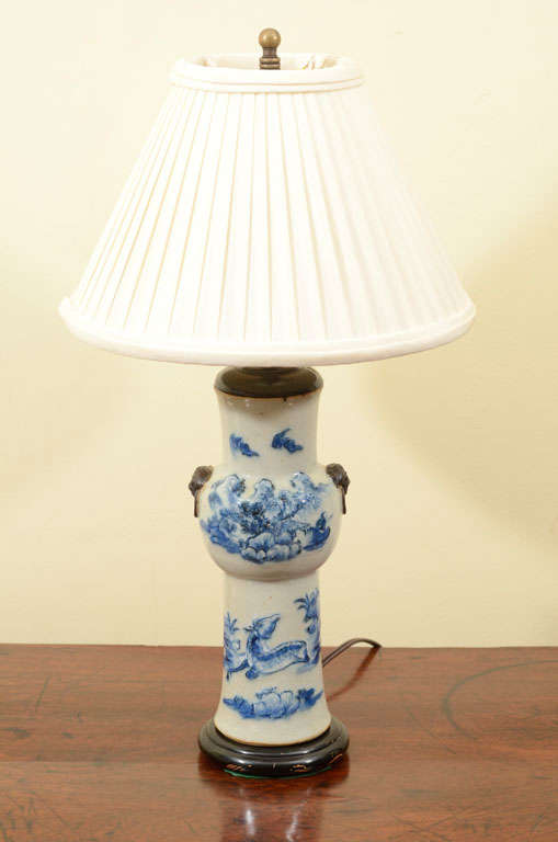 Chinese blue and white vase, electrified