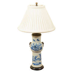 Chinese blue and white vase, electrified