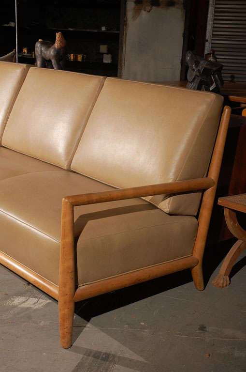 Leather Three-Seat Sofa designed by T.H. Robsjohn-Gibbings