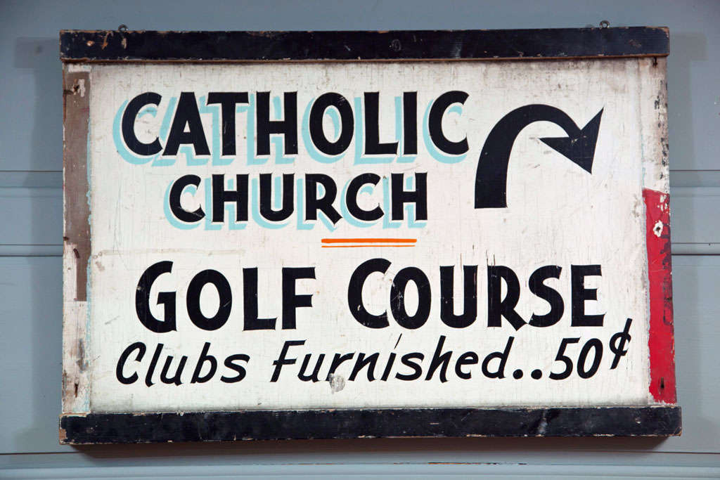 Painted Wooden Signboard for Church and Golf 3