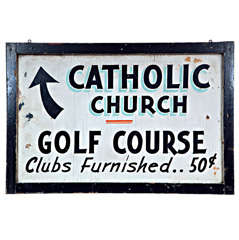 Vintage Painted Wooden Signboard for Church and Golf