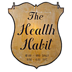 Vintage Large Wooden Advertising Sign "The Health Habit"