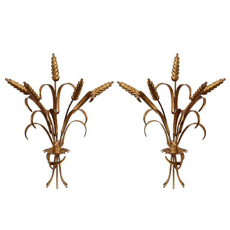 Pair of Sheaf of Wheat Wall Sconces