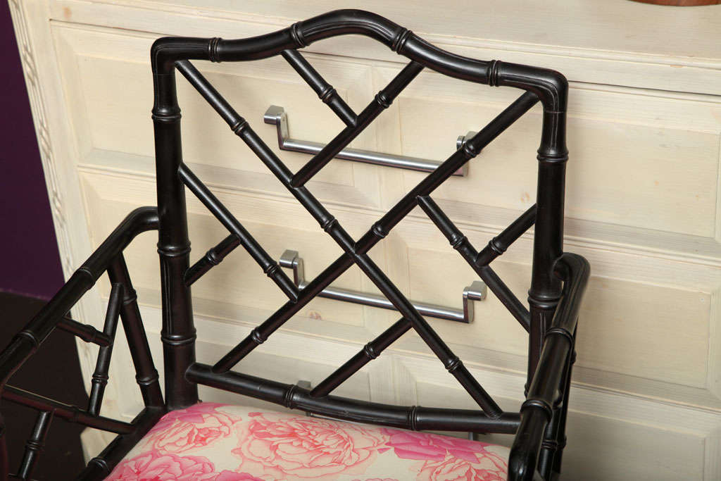 Mid-20th Century Ebonized Bamboo Chair