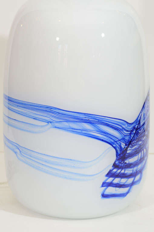 Rare XL size,  Michael Bang White/Blue Glass Lamps  For Sale 1