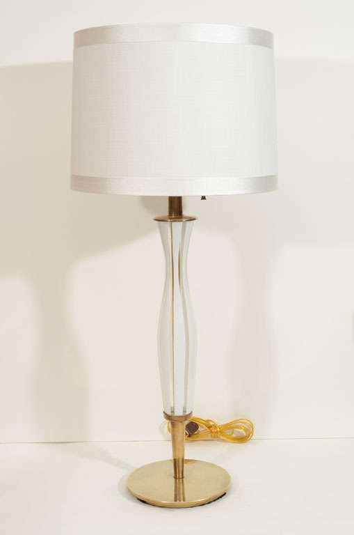 Brass and Etched Glass Lamps by Stiffel