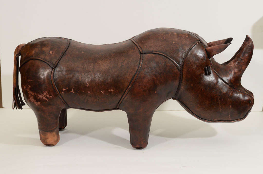 Fantastic stuffed leather rhino footstool/decorative object.