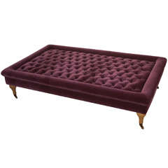 Large Vintage Tufted Purple Mohair Ottoman