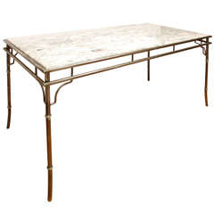 Marble Dining Table with Faux Bamboo Nickel Base