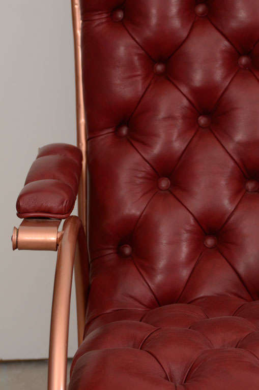 American Bonded Leather And Brass Rocking Chair For Sale 4