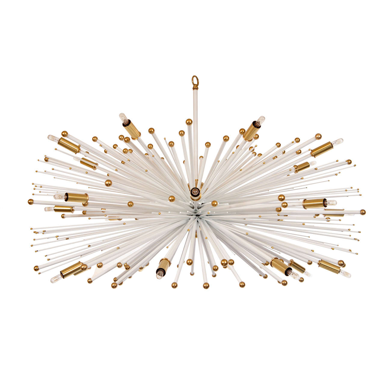 "Supernova" Custom Chandelier by Lou Blass in White with Bronze Accents Fittings For Sale