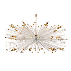 "Supernova" Custom Chandelier by Lou Blass in White with Bronze Accents Fittings
