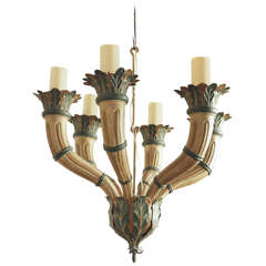Painted tin chandelier