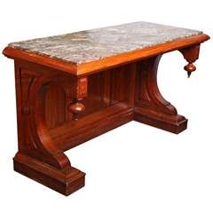 Marbled Topped Oak Side Table