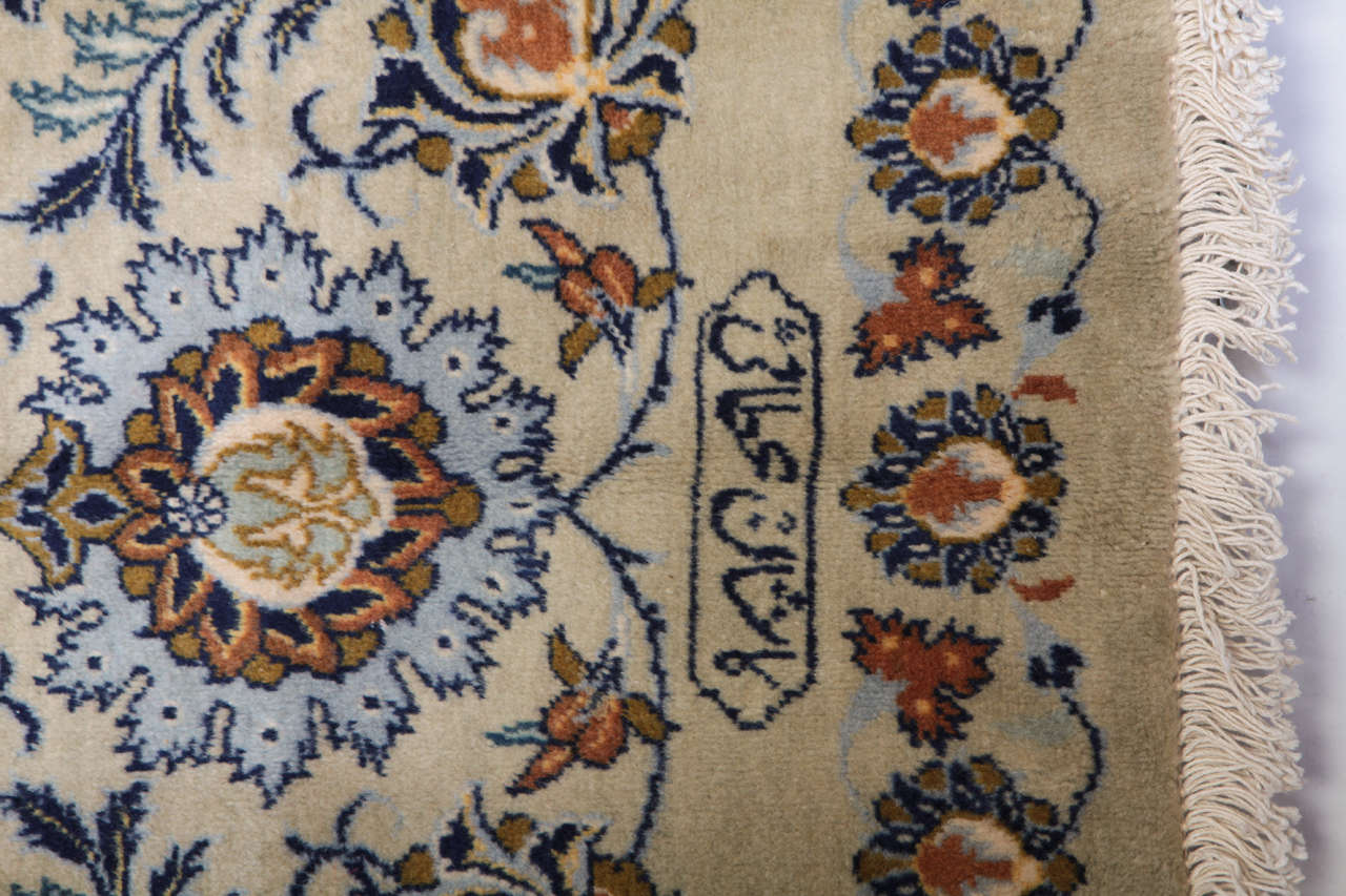 19th Century Persian Kashan Rug, Signed For Sale