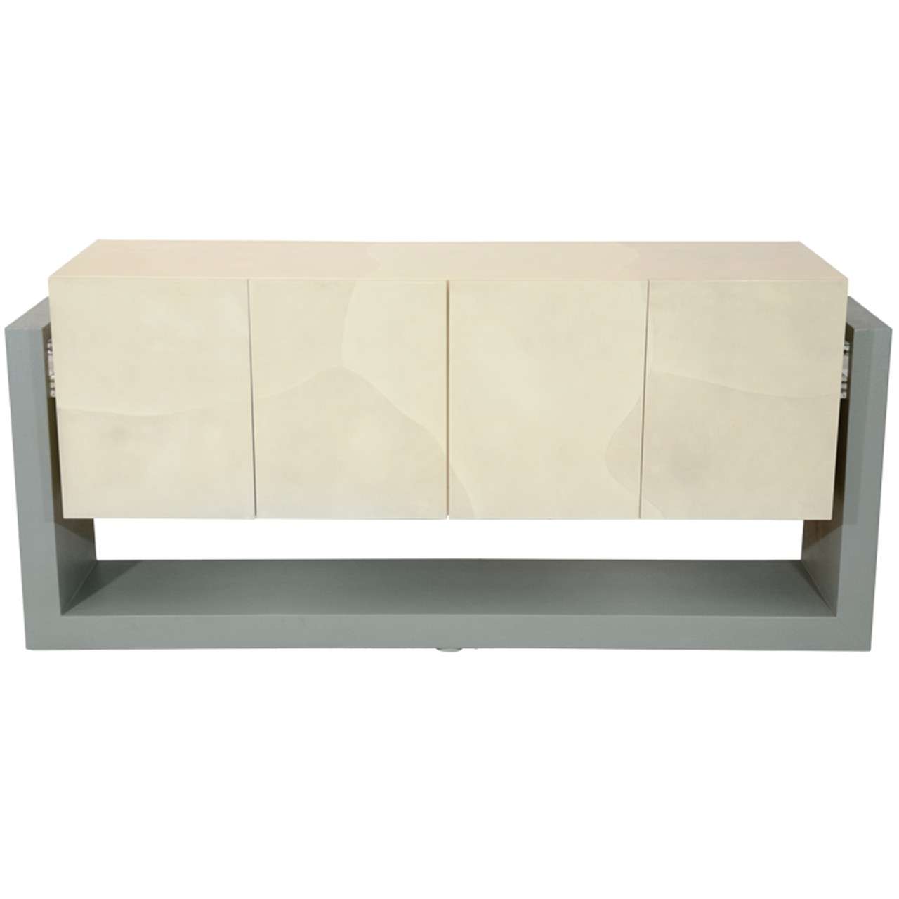 Faux Parchment Floating Illuminated Credenza