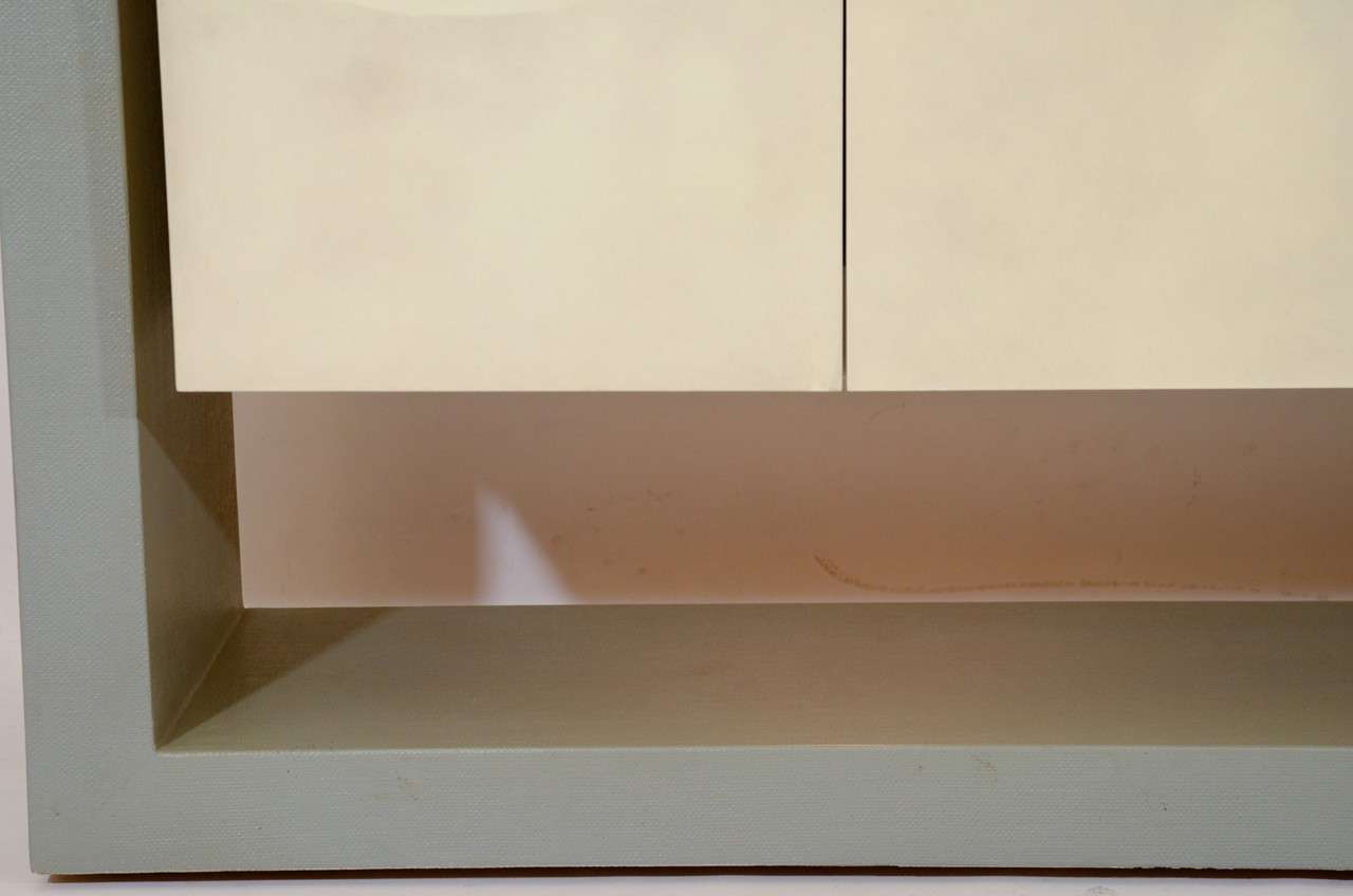 Faux Parchment Floating Illuminated Credenza In Good Condition In New York, NY