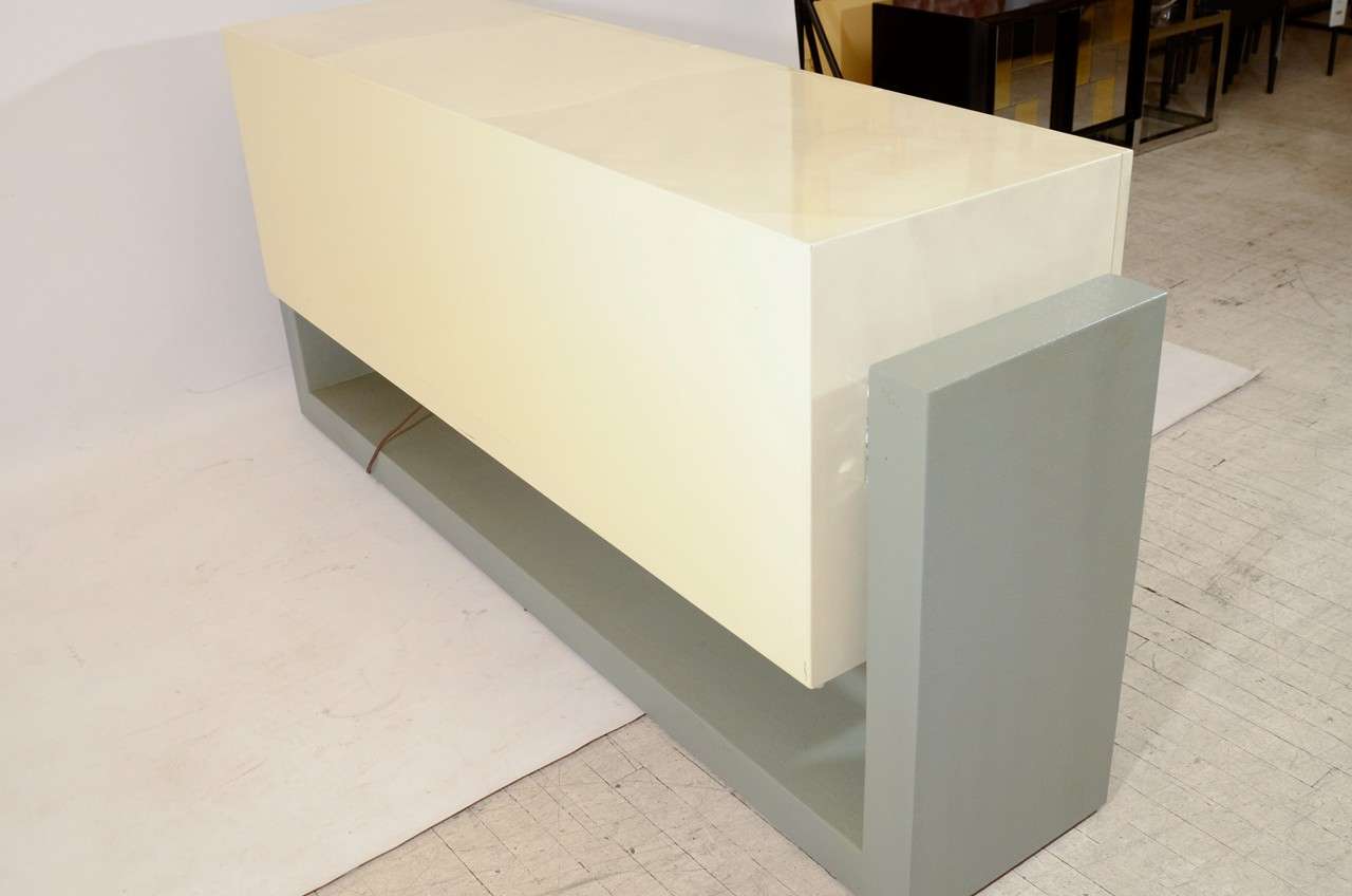 Faux Parchment Floating Illuminated Credenza 2