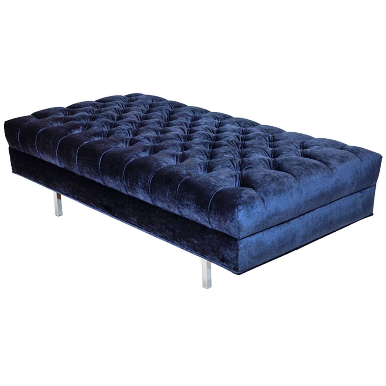 Floating Ludlow custom tufted bench or coffee table. It is a versatile piece; broad enough to support serving trays and can be used as a coffee table. This is available as a custom order with variable dimensions. It comes in your desired size and