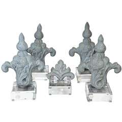 19th c. Zinc Fragments on Lucite Bases