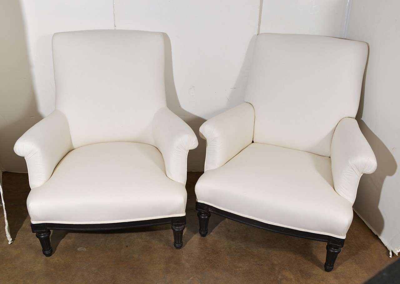 French 19th Century Pair of Upholstered Club Chairs