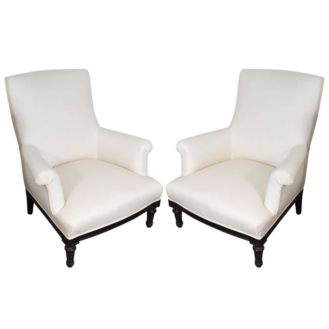 19th Century Pair of Upholstered Club Chairs