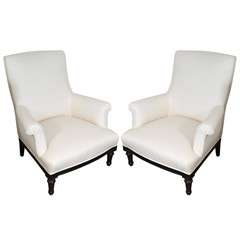 19th Century Pair of Upholstered Club Chairs
