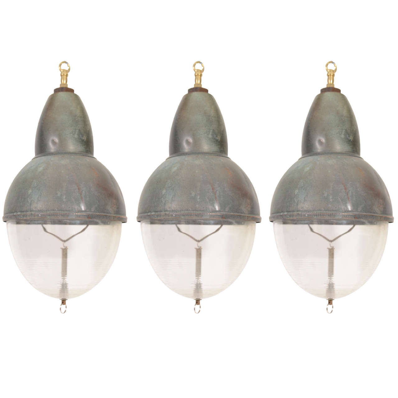 French Industrial Copper Teardrop Pendant Lights