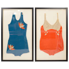 Pair of 1930's Framed Wool Bathing Suits