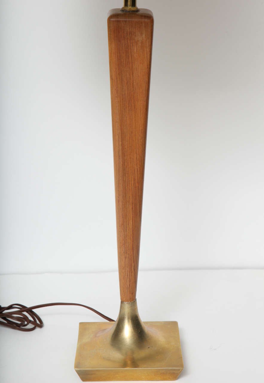 Modern Walnut & Brass Table Lamp For Sale 1