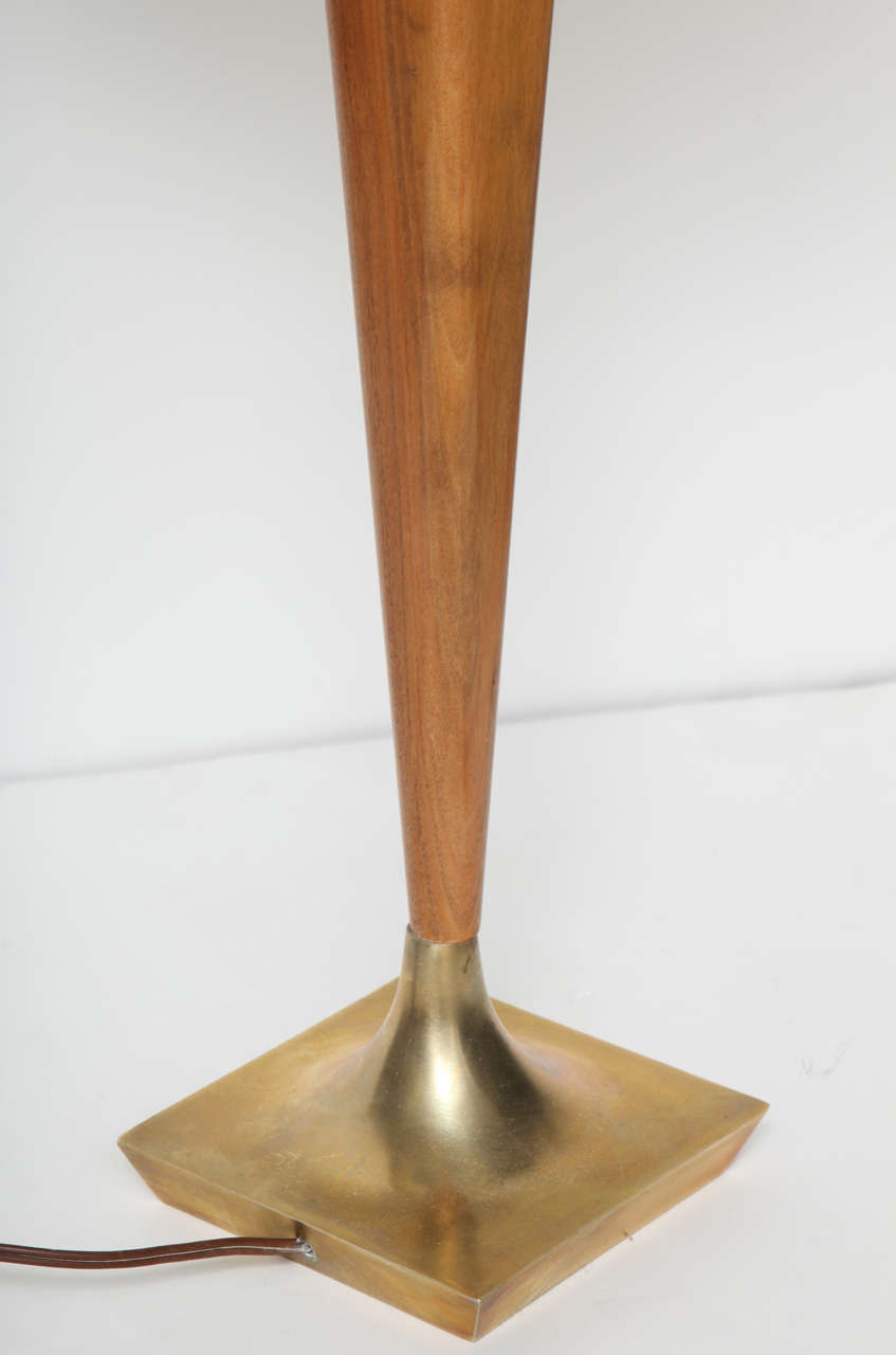 Modern Walnut & Brass Table Lamp For Sale 2