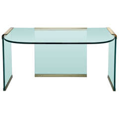 Sleek Glass & Brass Desk by Pace
