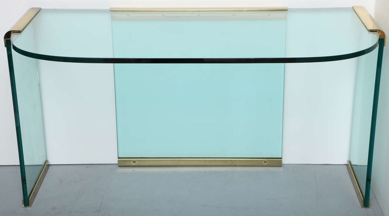 Sleek Glass and Brass Desk by Pace at 1stDibs