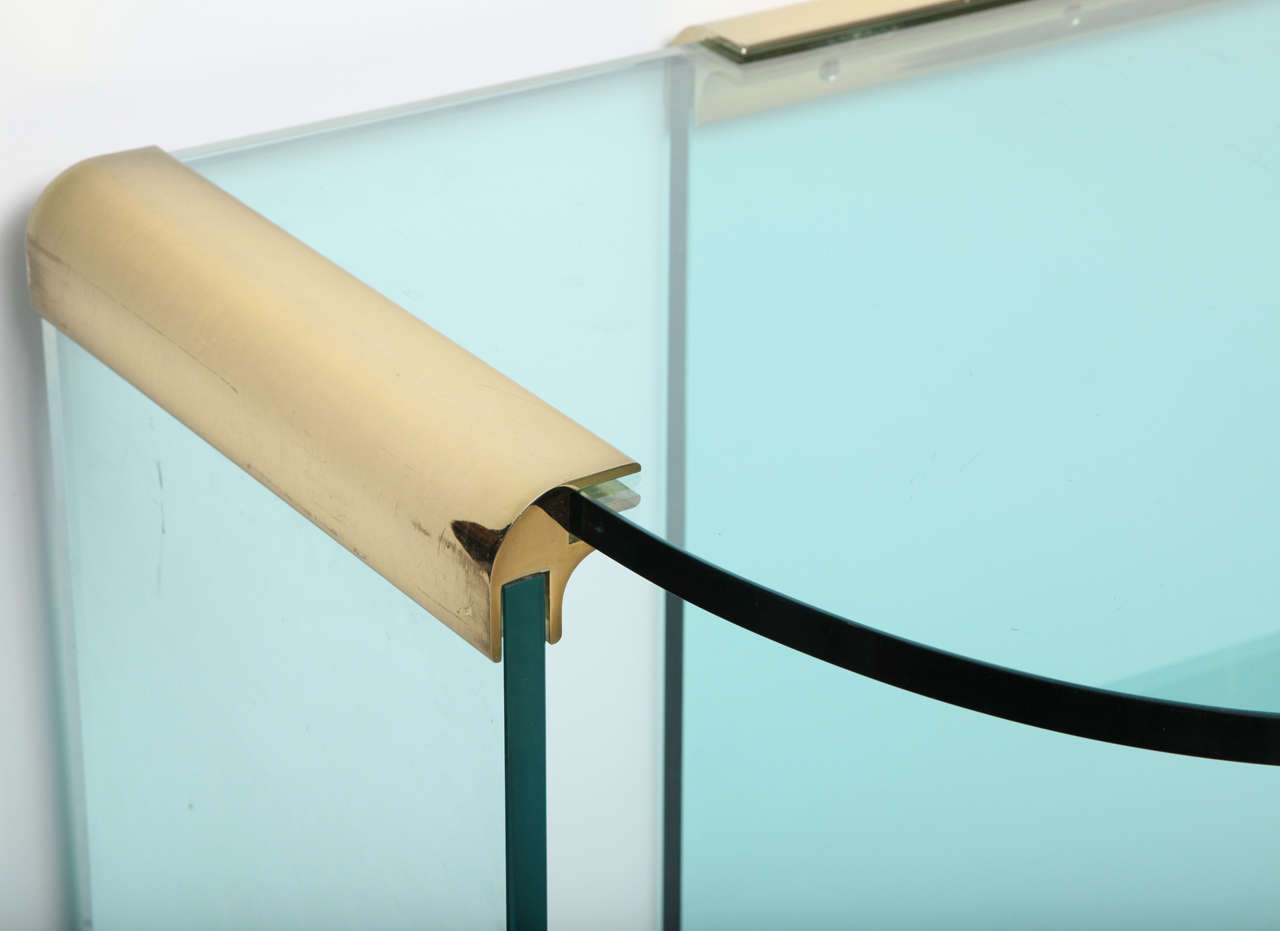 Sleek Glass and Brass Desk by Pace at 1stDibs