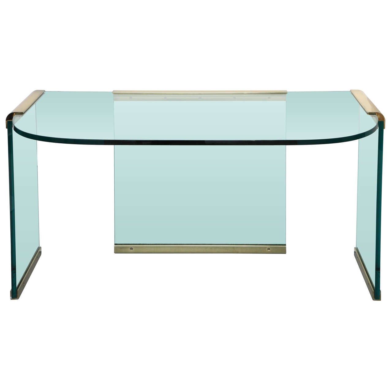 Sleek Glass and Brass Desk by Pace at 1stDibs