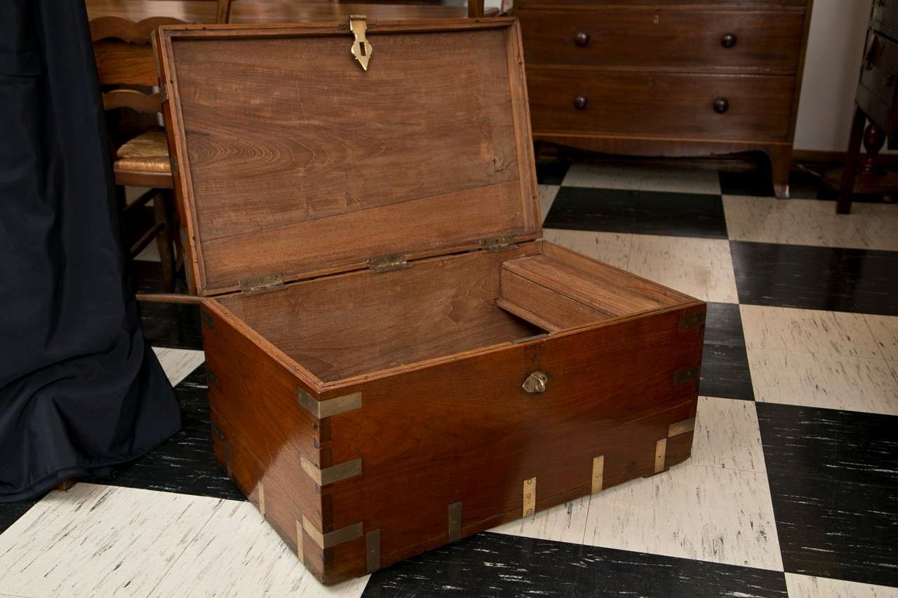 Large, Brass Strapped Teak Chest 2