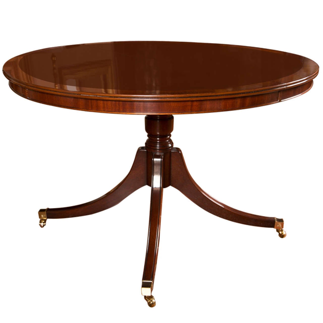 Custom, English Mahogany 48" Round Starburst Dining Table For Sale at