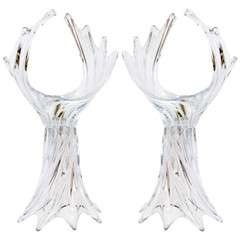 A Pair of Mid Century Clear Glass Murano Lamps by Seguso 12